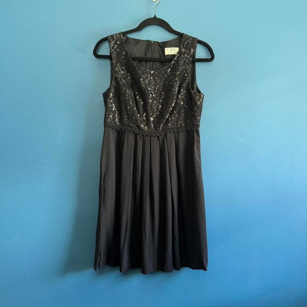 Vintage 90s Black Dress Women's Size‎ 8 Petite CDC Lace Sleeveless Holiday Party